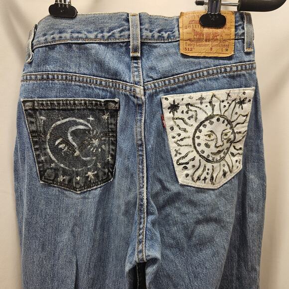Vtg 1999 Levi's 512 Womens Jeans Sz 6 Slim Straight High Rise 90s Celestial Art - Picture 4 of 14